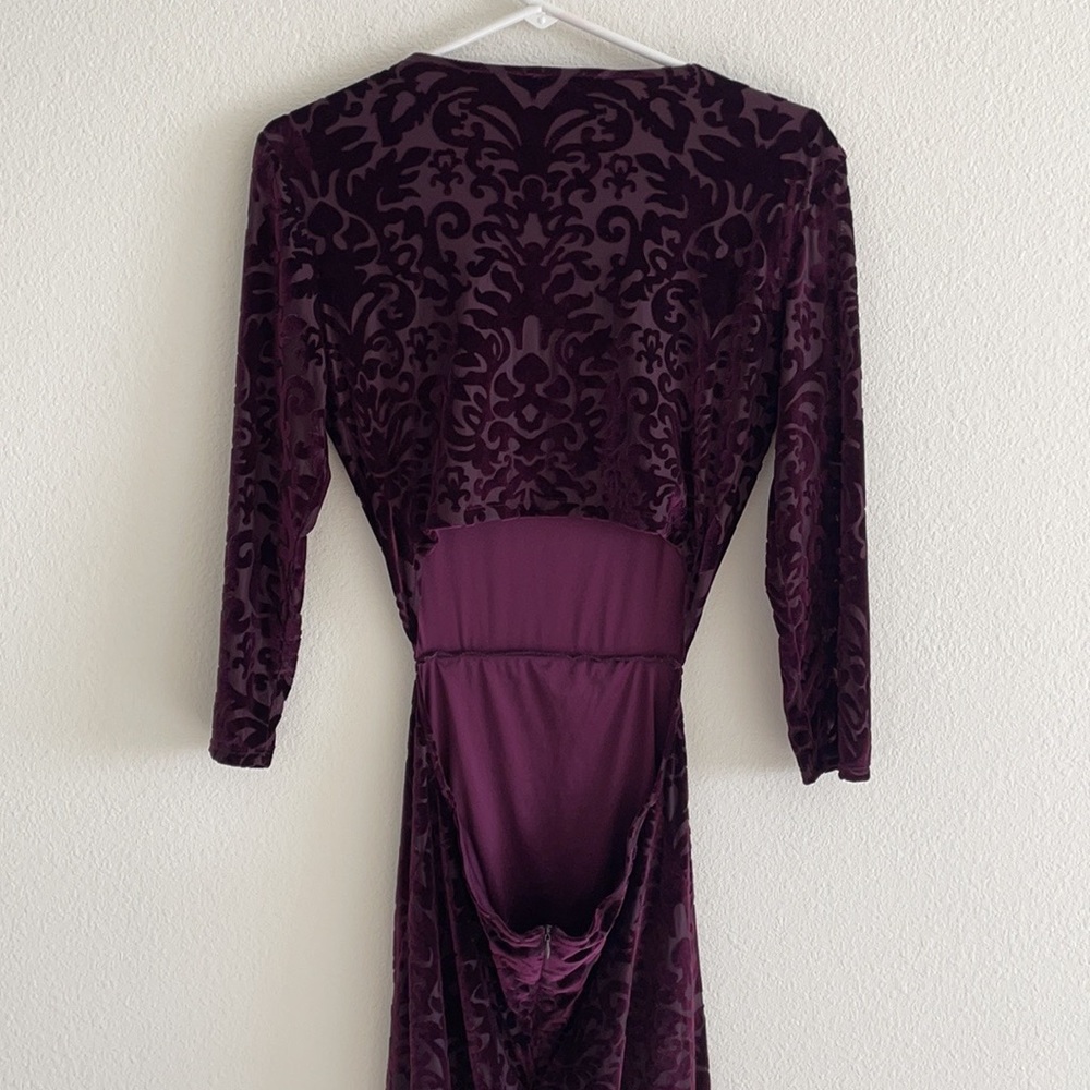 Perfect Night Plum Purple Velvet Print Maxi Dress - Picture 9 of 14
